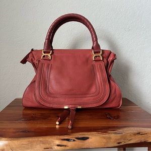 Chloe Large Marcie Handbag Red Brown